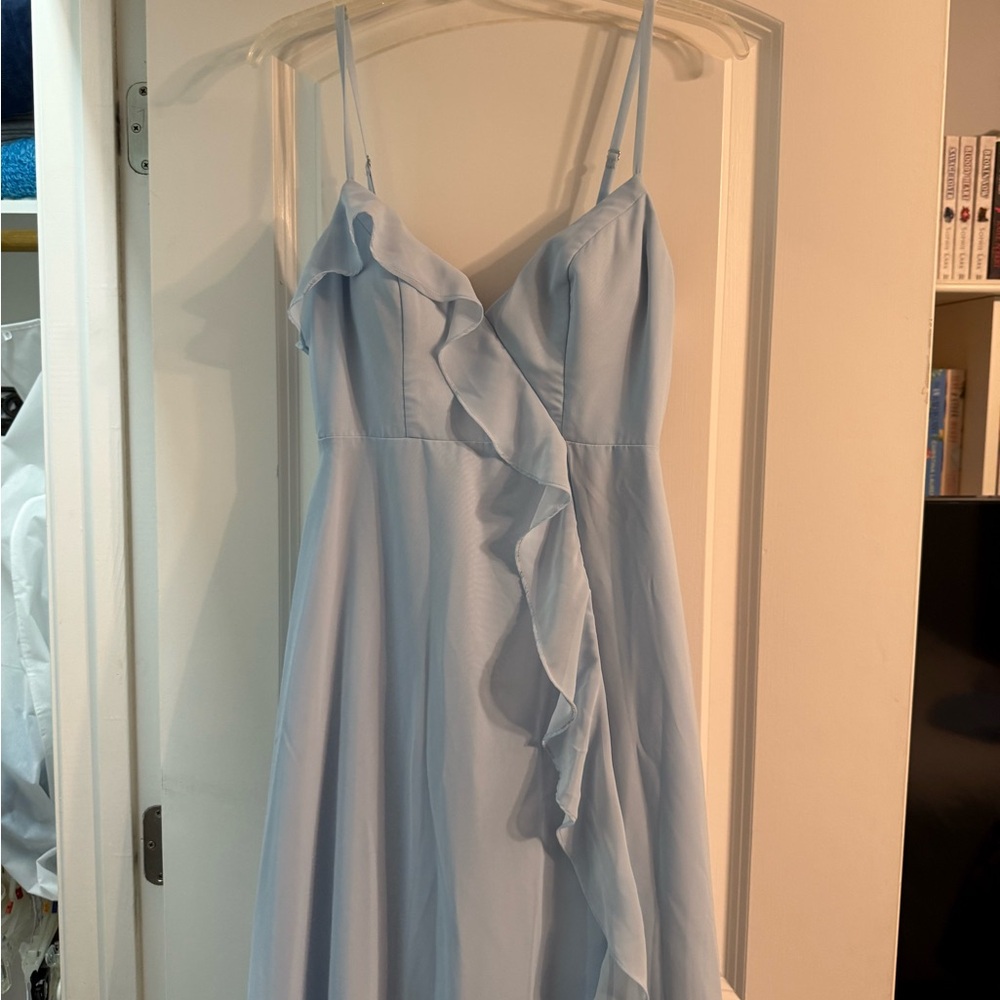 Azazie Sky Blue Spaghetti Strap Dress